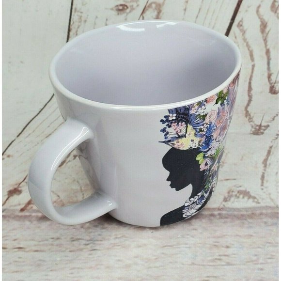 Prima Design Violet Women Silhouette Floral Hairpiece Graphic Design 4"x4" Mug - Picture 5 of 12